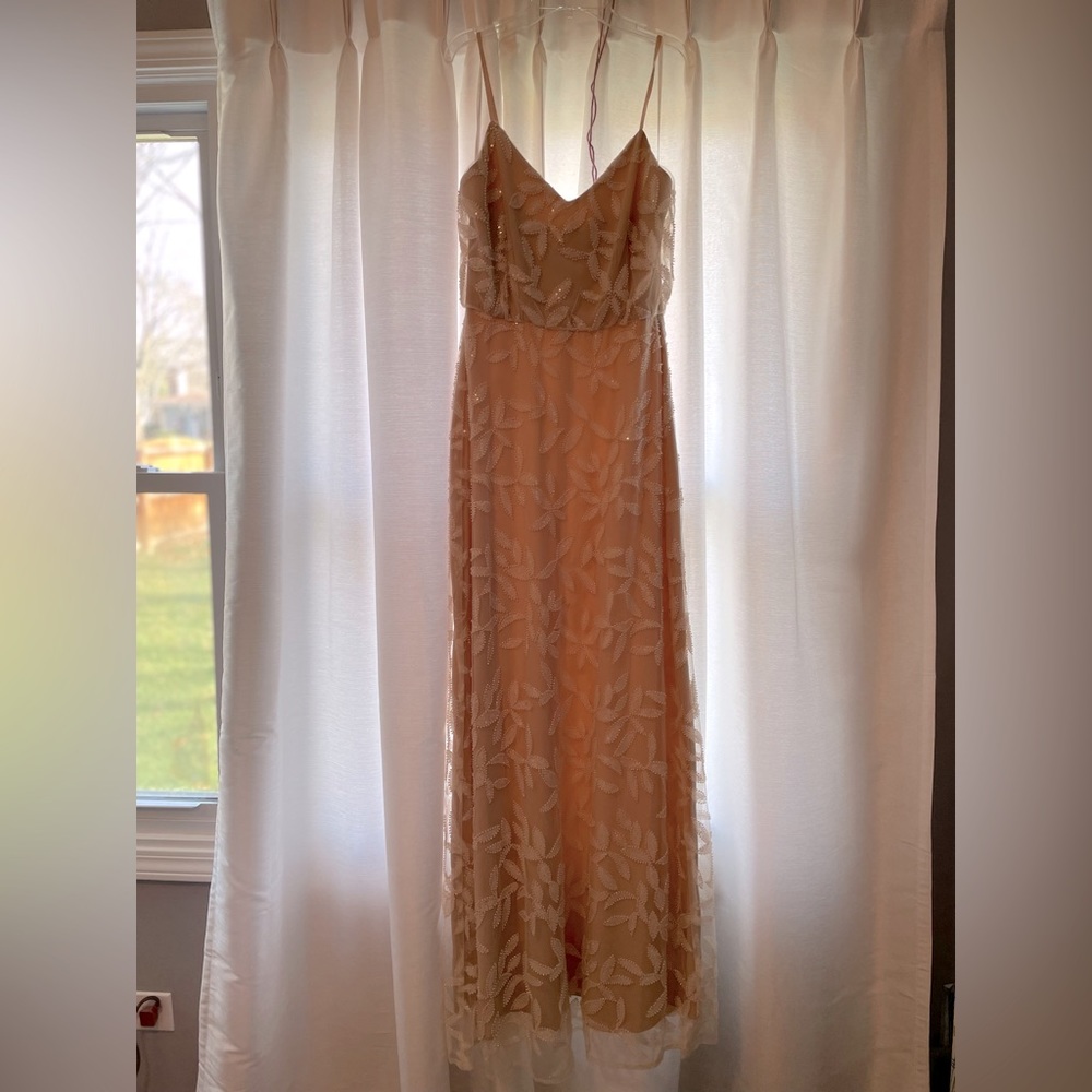 Beautiful Lulus.com Maxi Cream Beaded dress.Adjustable straps.NWOT.Size Small.